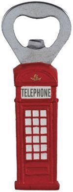 Telephone box bottle opener